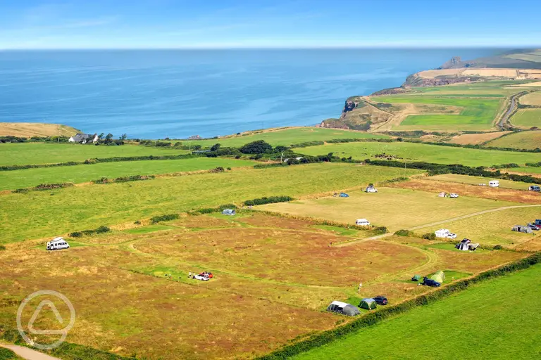 Aerial of Shortlands Farm overlooking the Welsh coastline