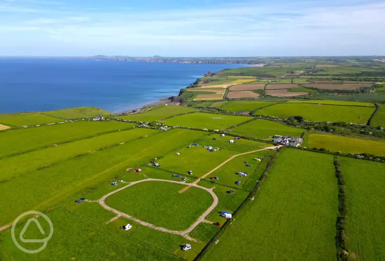 Aerial of Shortlands Farm overlooking the Welsh coastline