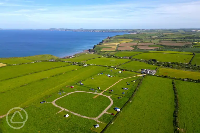 Aerial of Shortlands Farm overlooking the Welsh coastline