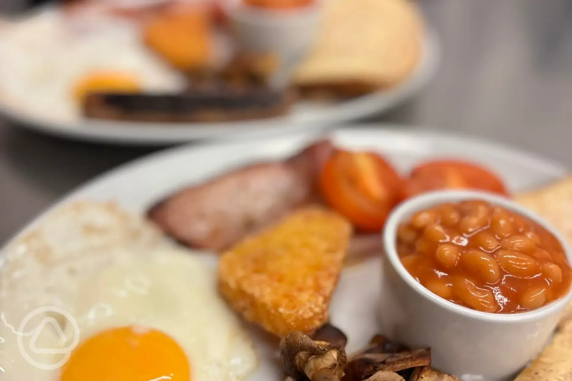 English breakfast served at the cafe