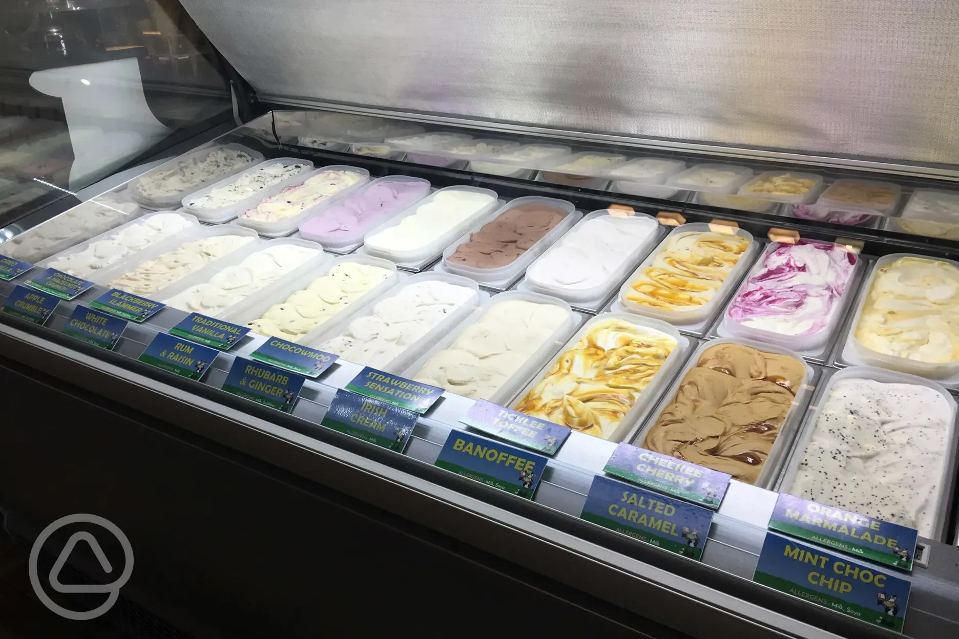 Onsite ice cream parlour serving award winning flavours