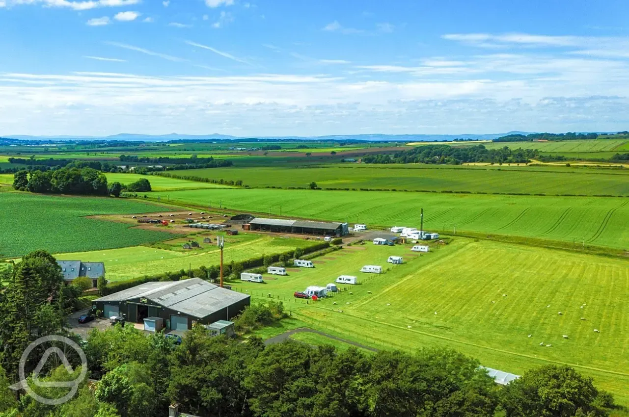 Aerial of the caravan site and countryside