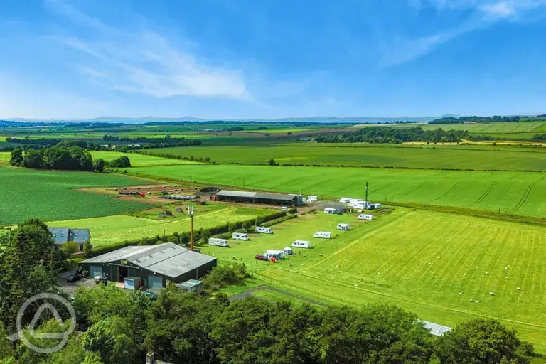 Aerial of the caravan site and countryside