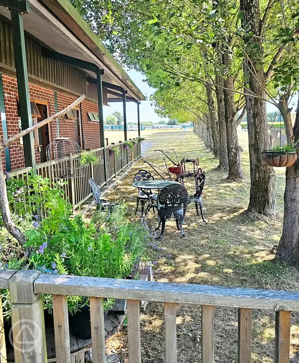Shaded outdoor seating