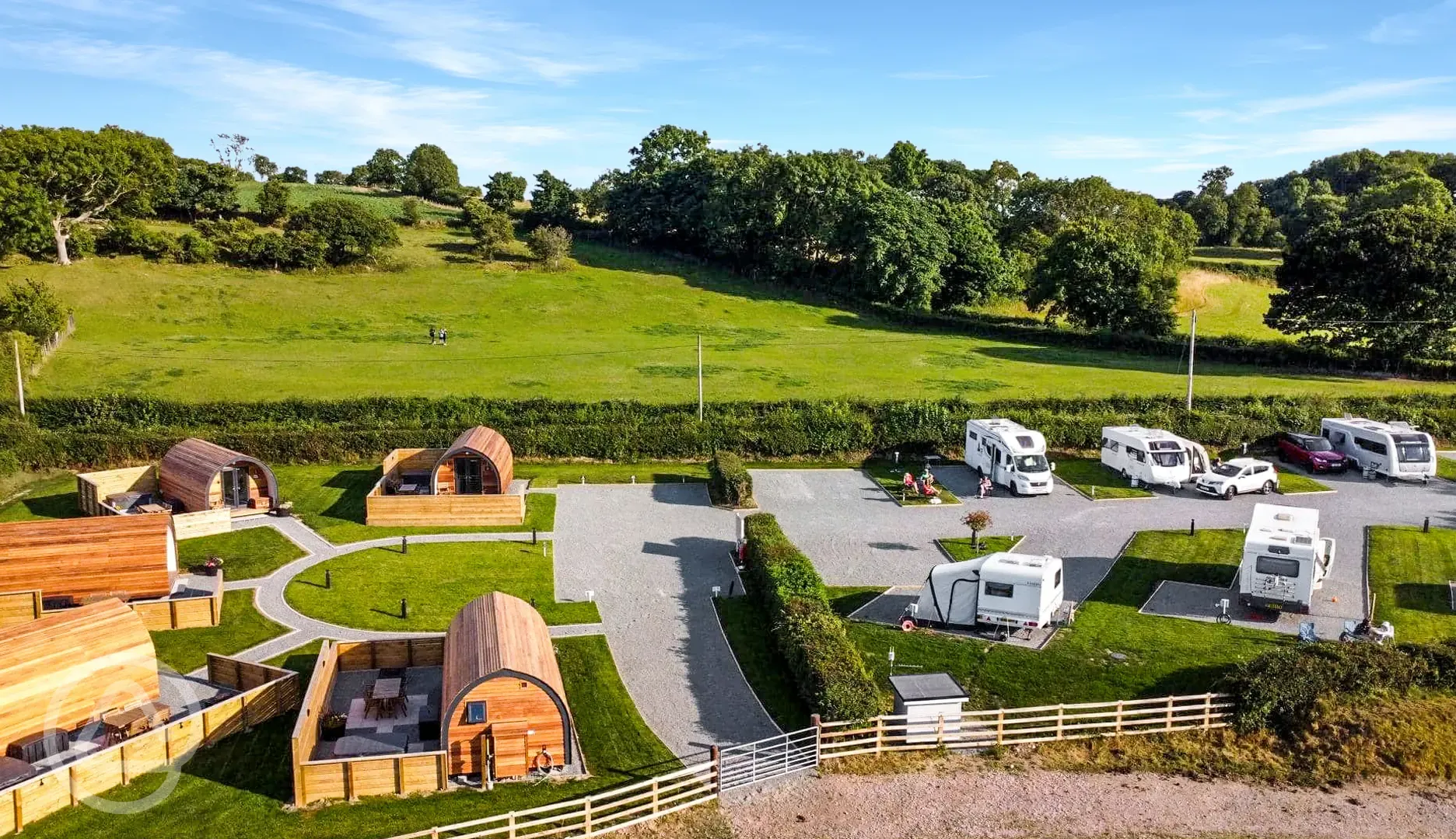 Aerial of the touring and glamping