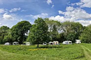 Grass pitches with optional 10 amp hook up and awning space