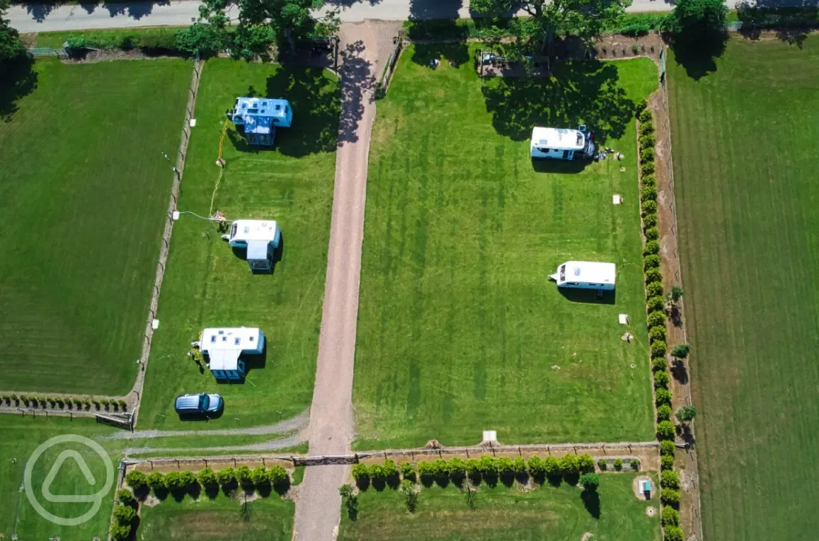 Bird's eye view of the fully serviced grass pitches