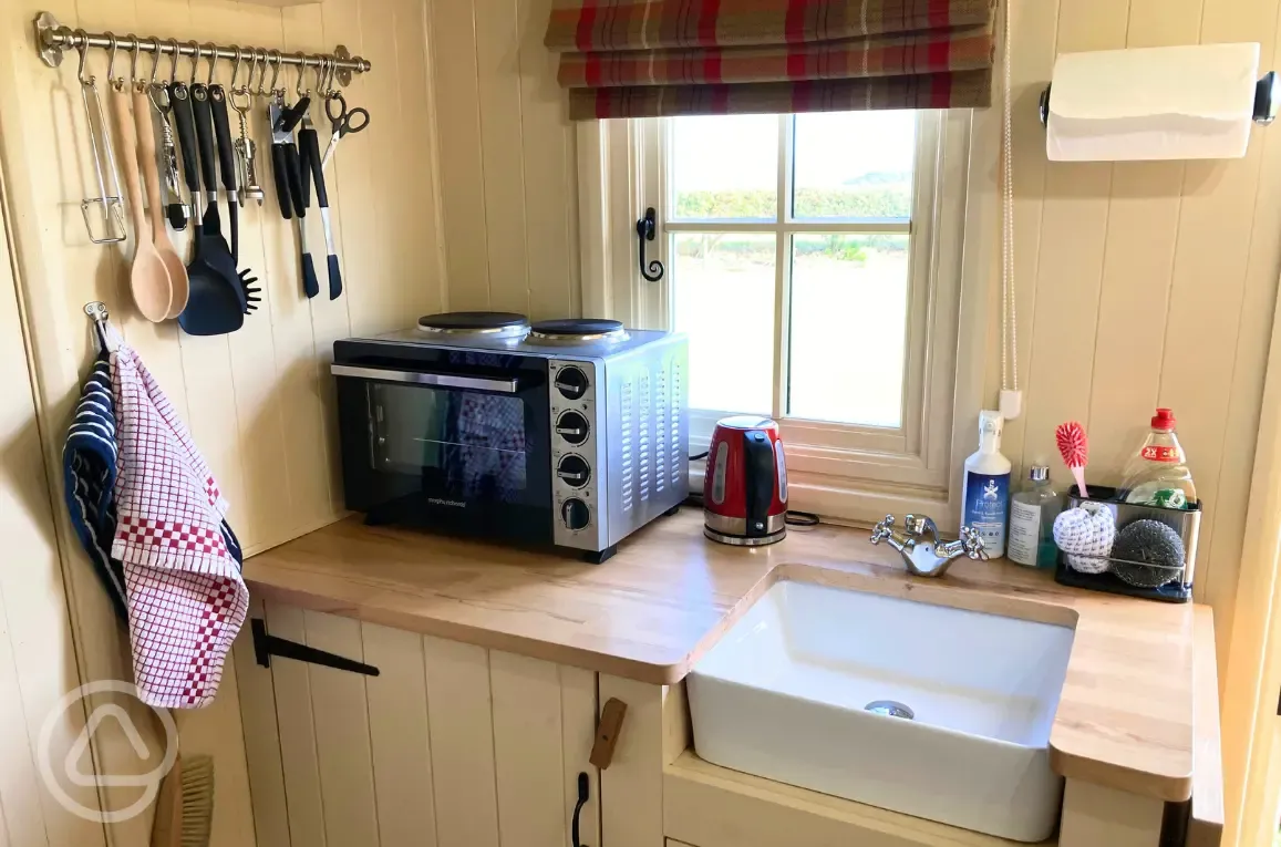 Shepherd's hut kitchen