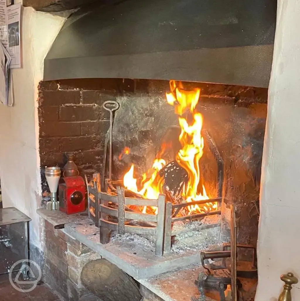 Fireplace in pub