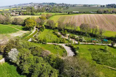 Aerial of the campsite at The Hideaway at Baxby Manor