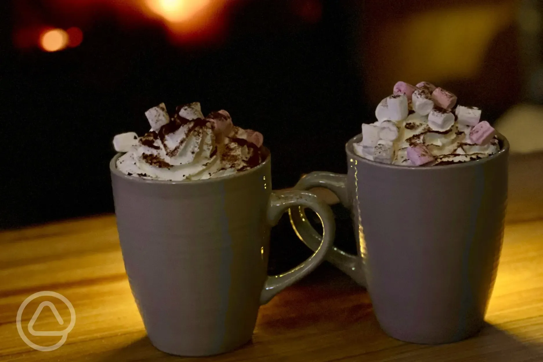 Hot chocolates by the fire in the Hoglet House