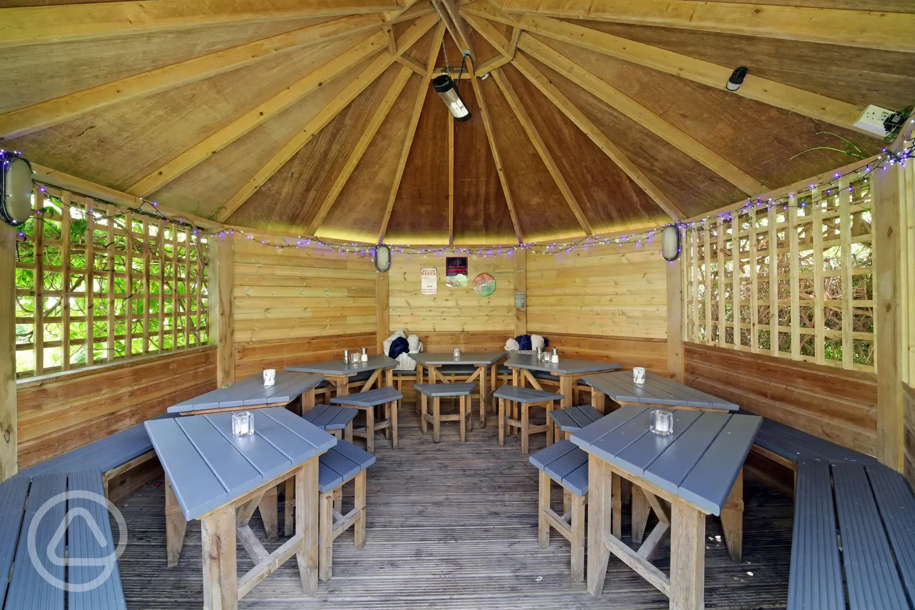 Thatched al fresco dining area