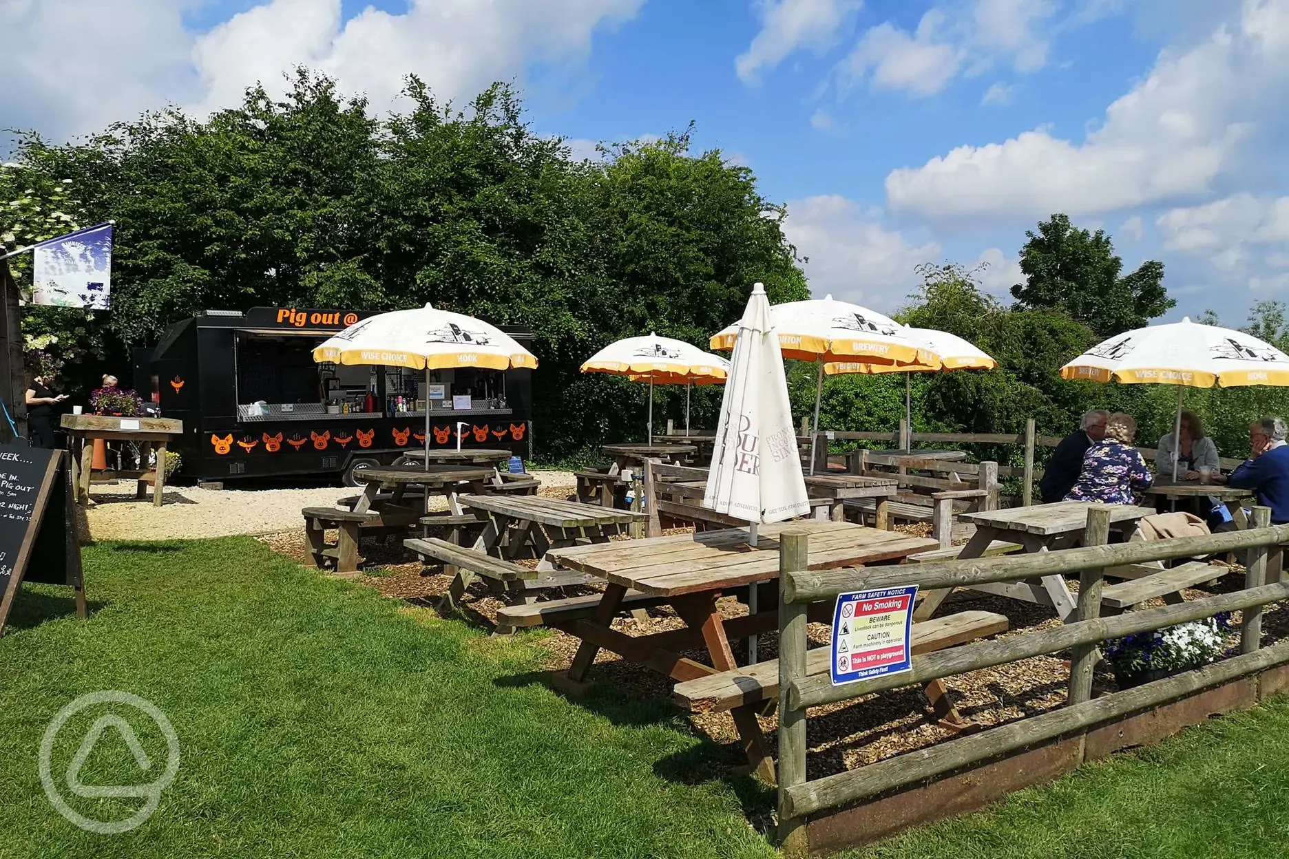 Outside seating at the bar and cafe