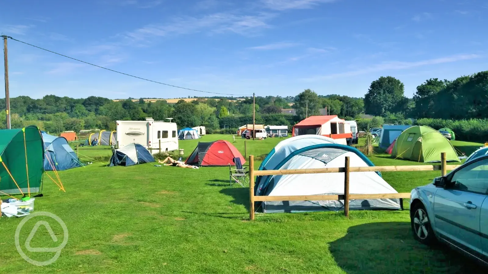 Non electric grass tent pitches