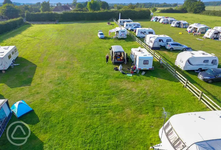 Aerial of The Pretty Thing with electric grass touring pitches