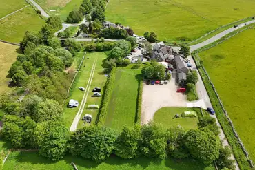 Aerial of The Royal Oak in the Peak District countryside