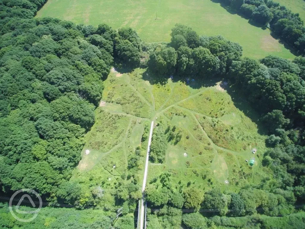 Aerial view of the campsite