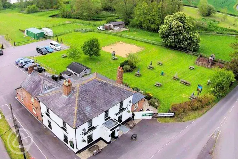 Aerial of the campsite and pub