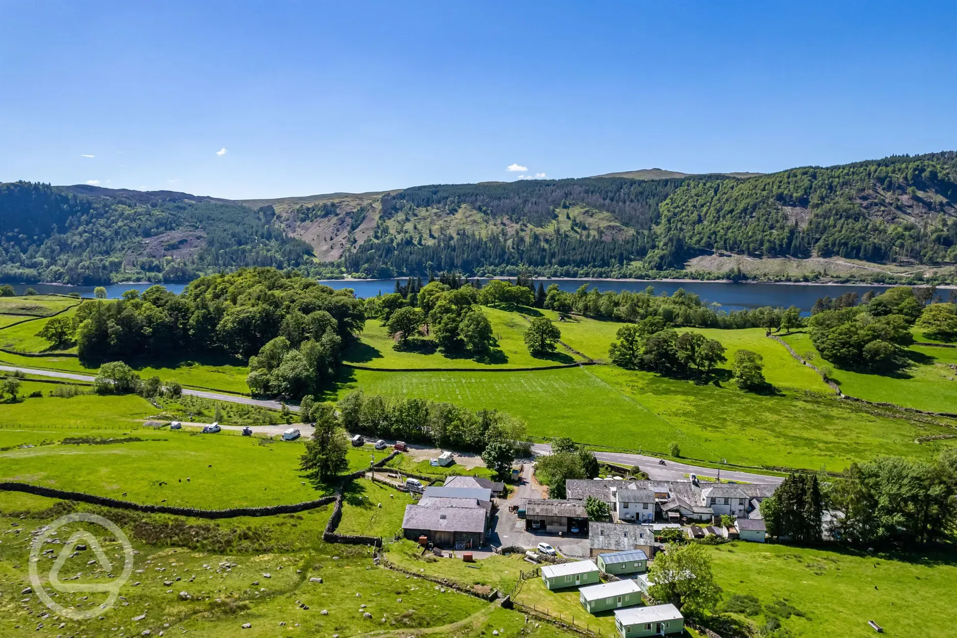 Pitches at Thirlspot Farm Camping overlooking Thirlmere Reservoir