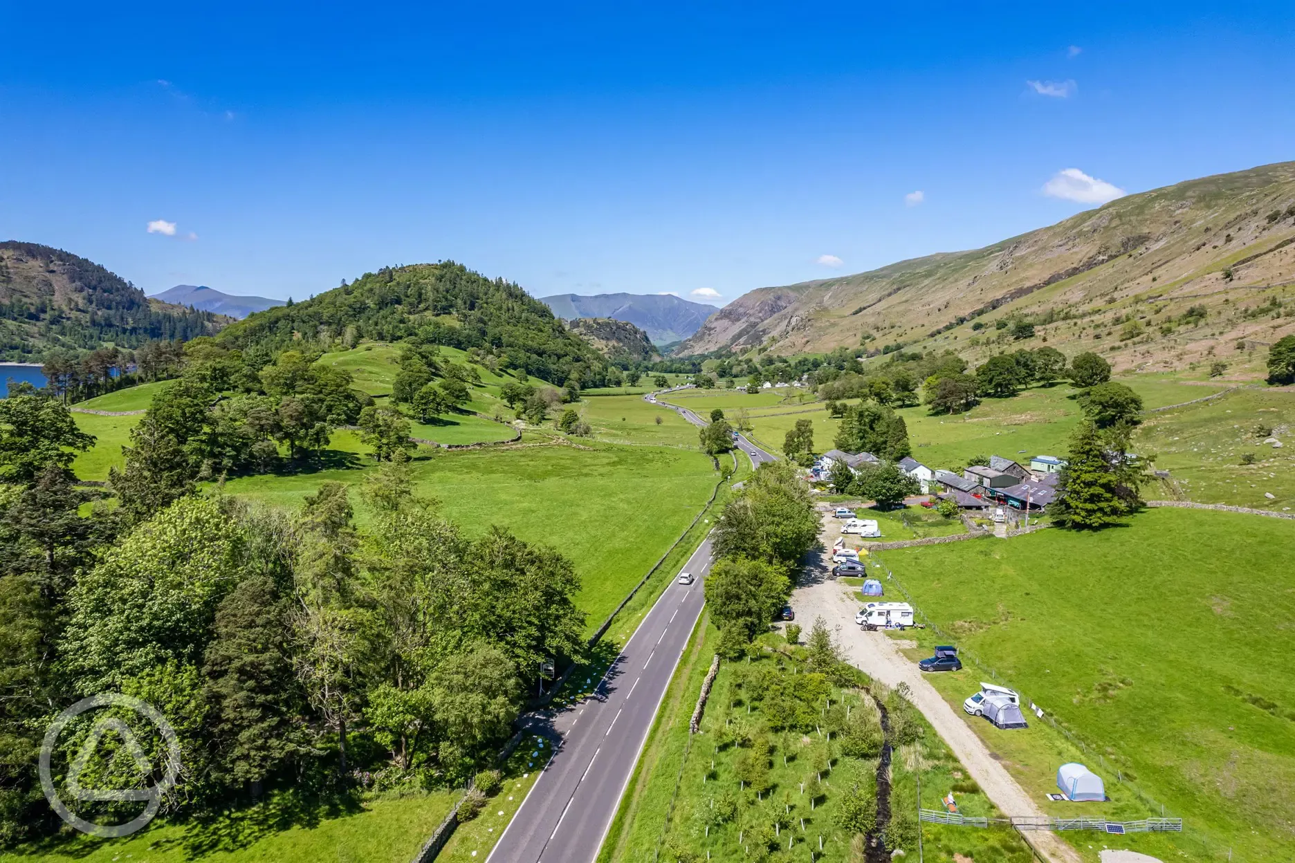 Aerial of Thirlspot Farm Camping