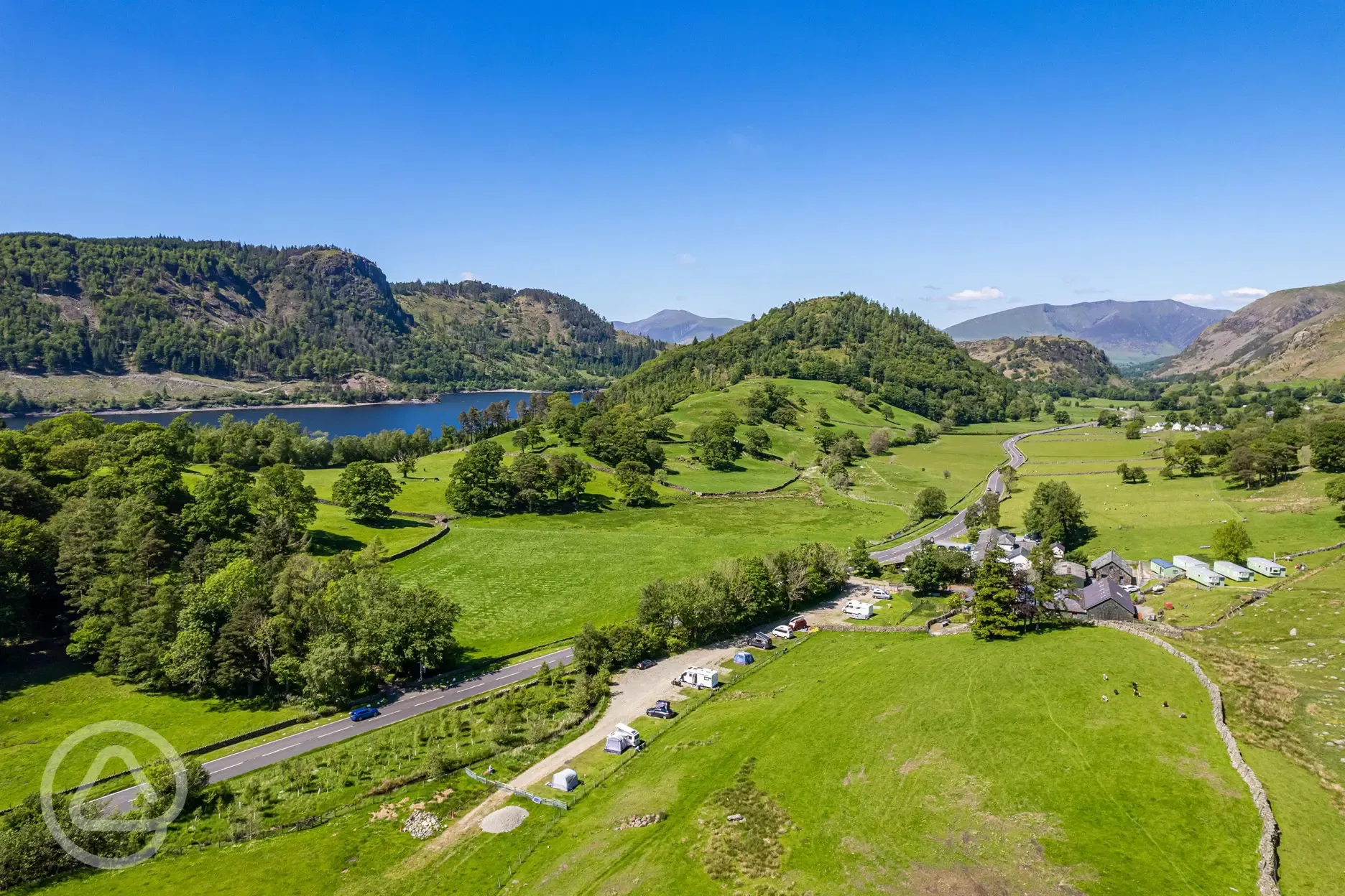 Aerial of Thirlspot Farm Camping