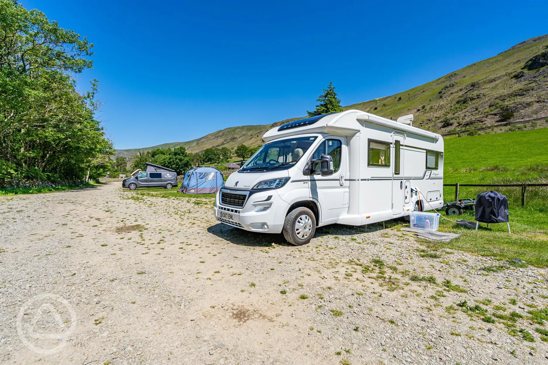Motorhome on electric hardstanding pitches