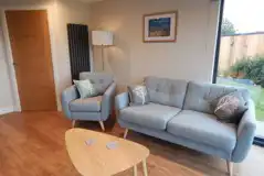 Graze Garth ensuite glamping lodge lounge area Graze Garth ensuite glamping lodge lounge area