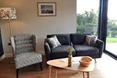 Herdy's Hut glamping lodge living area Herdy's Hut glamping lodge living area