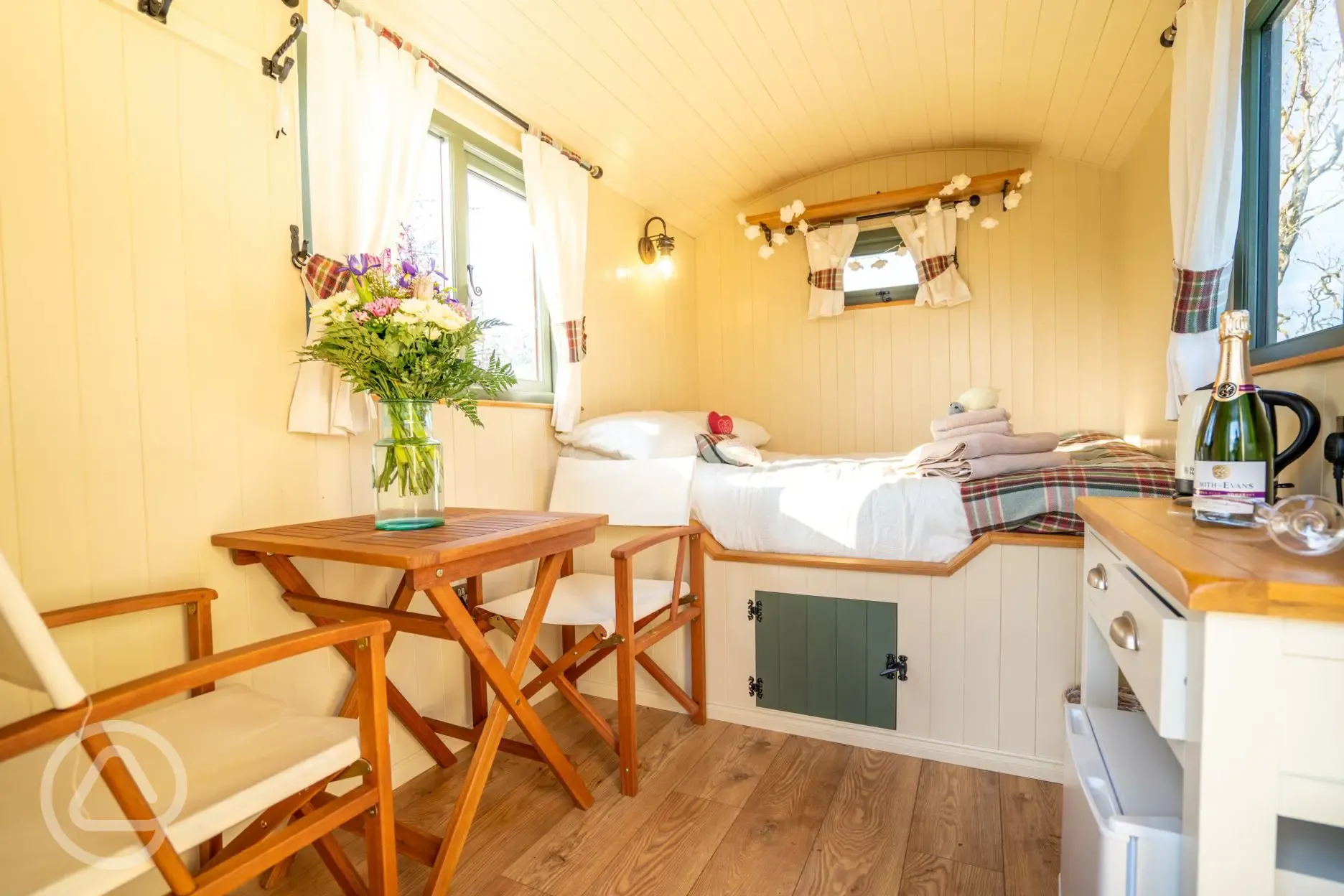 Shepherd's hut interior 