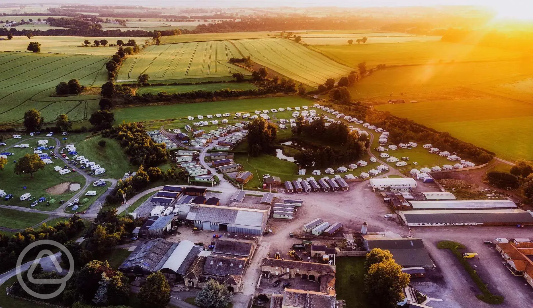 Aerial of the site at sunset