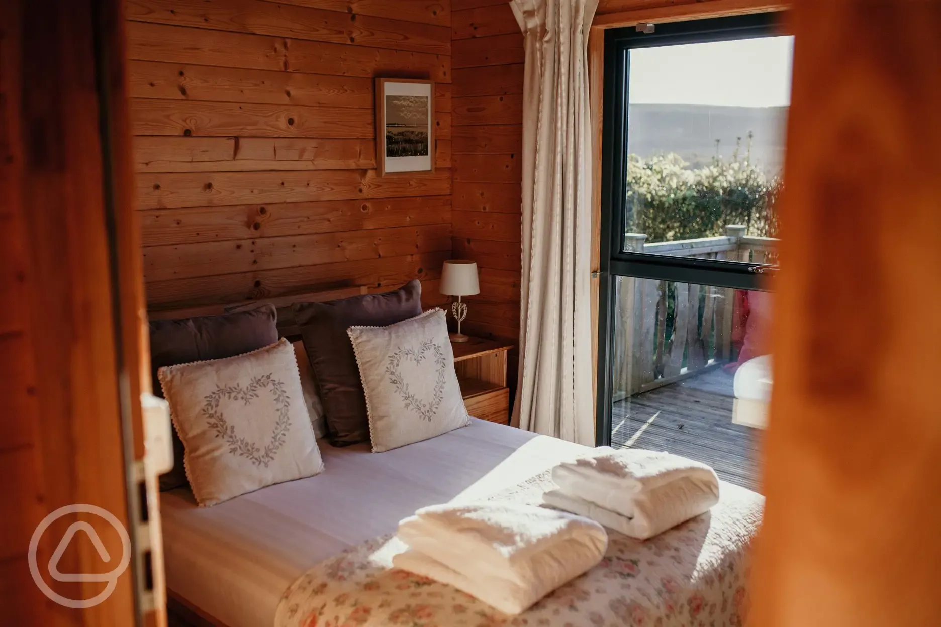 Wood cabin bedroom