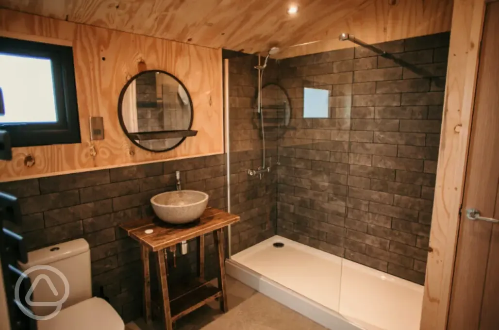 Glamping dome bathroom