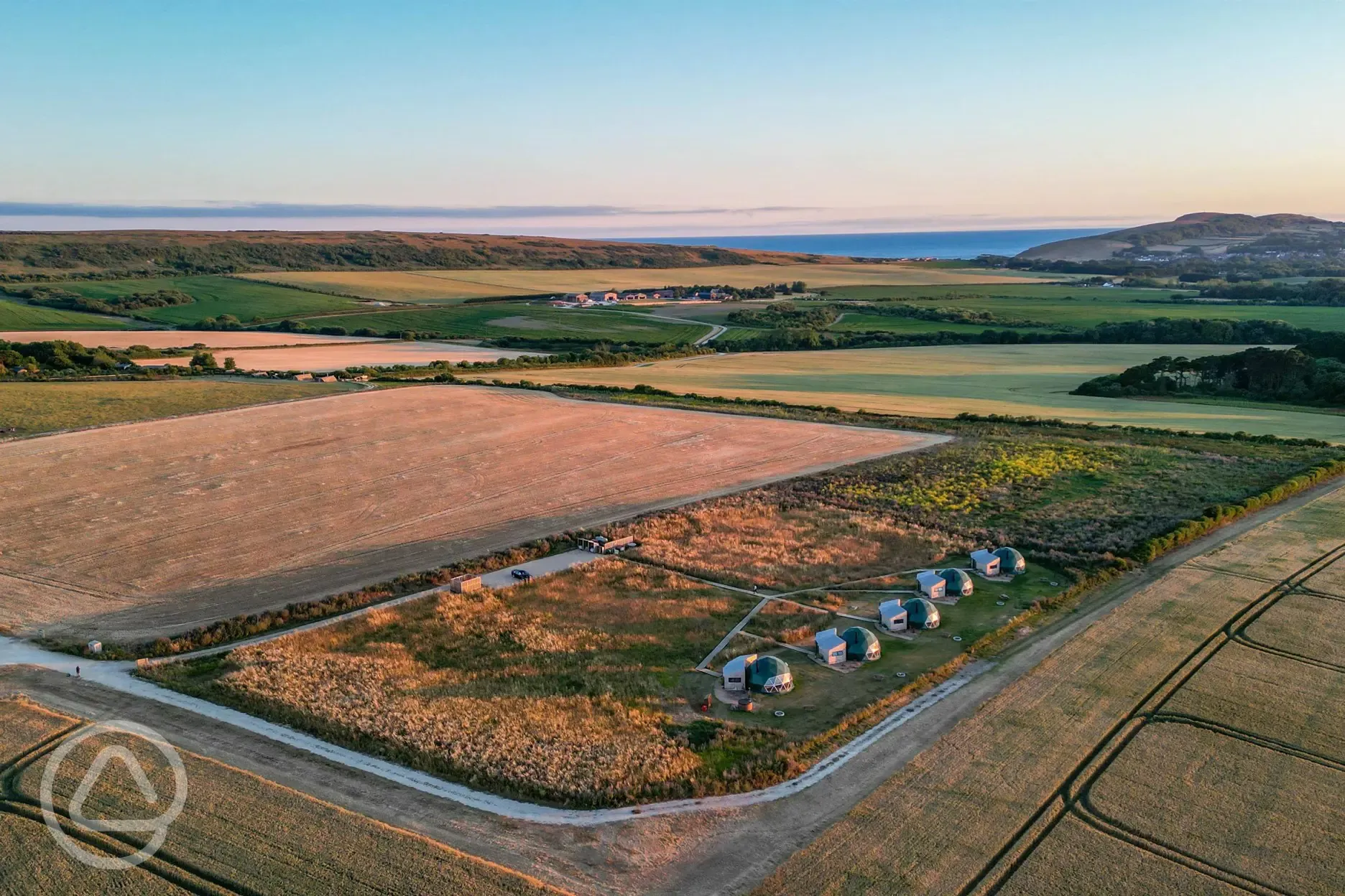 Aerial of the glamping domes