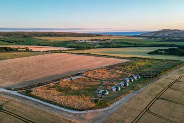 Aerial of the glamping domes