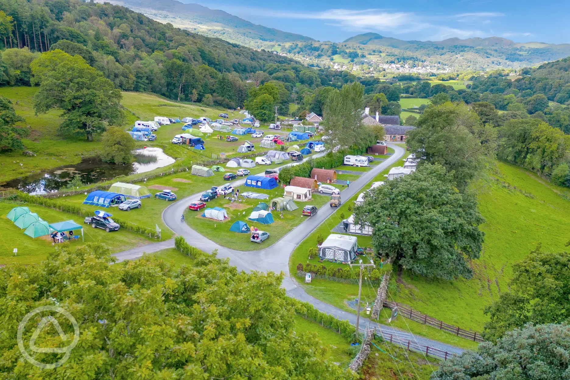 Aerial of Torrent Walk Campsite in Snowdonia National Park (Eryri)