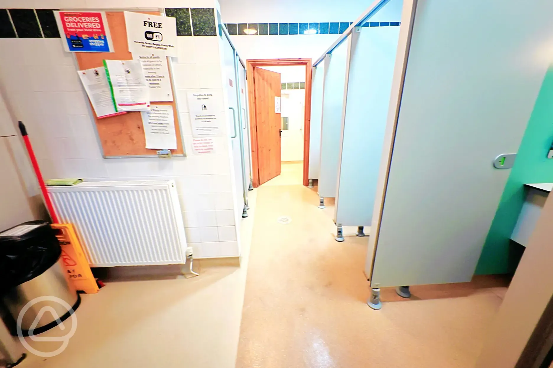 Toilet block with a notice board