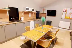 Heated bunkhouse for hire with equipped shared kitchen