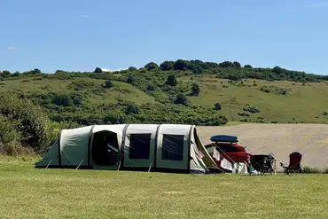 Large tent on a non electric grass pitch at Town Farm Camping
