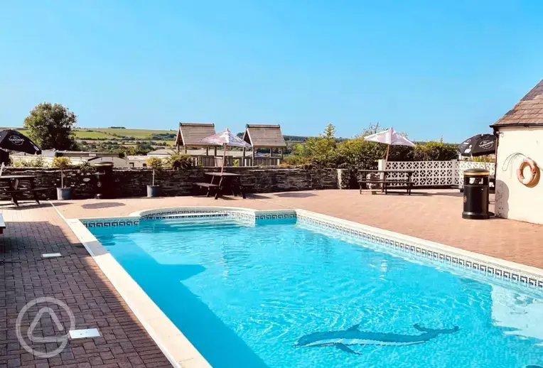 Outdoor heated swimming pool at Trefach Country Club and Holiday Park