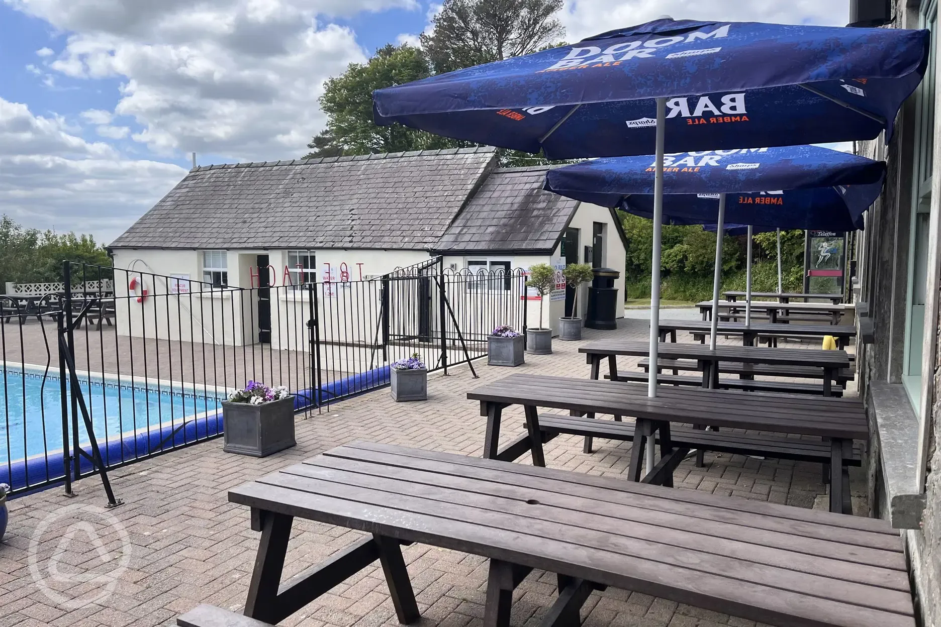 Seating area by the pool