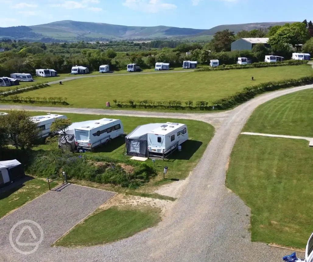 Aerial of the touring pitches
