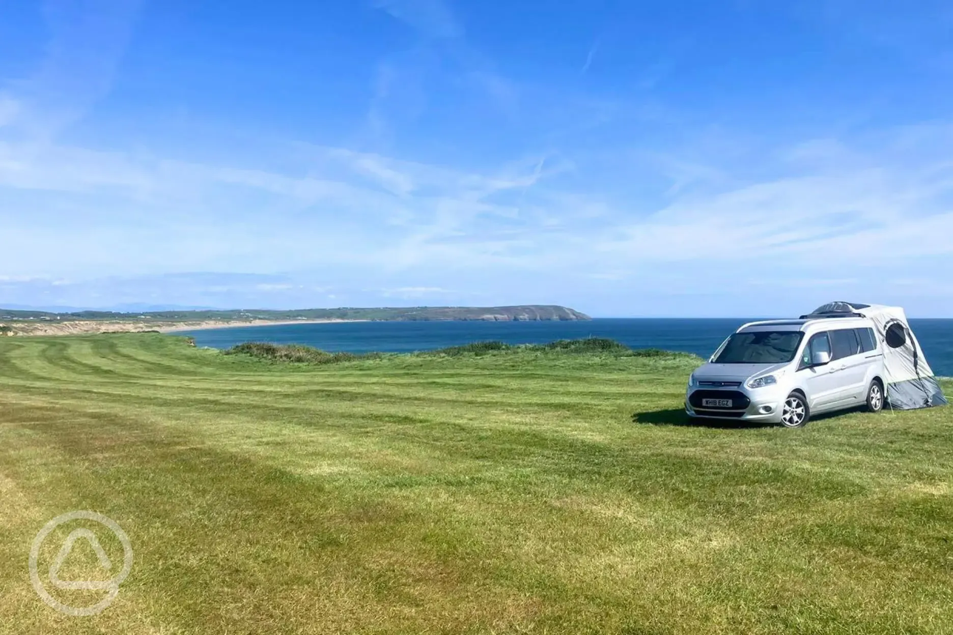 Spacious non electric grass pitches at Treheli Farm