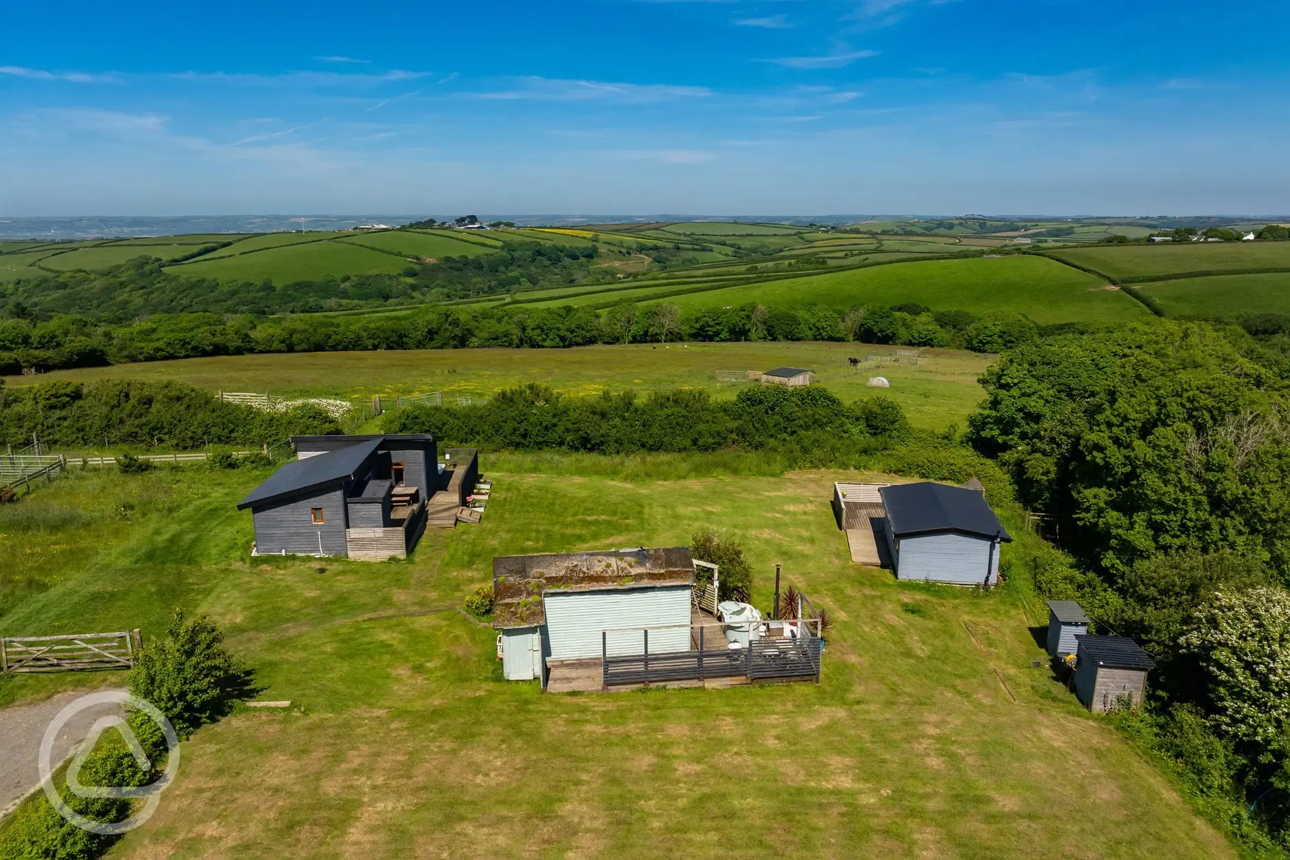 Aerial of the glamping site