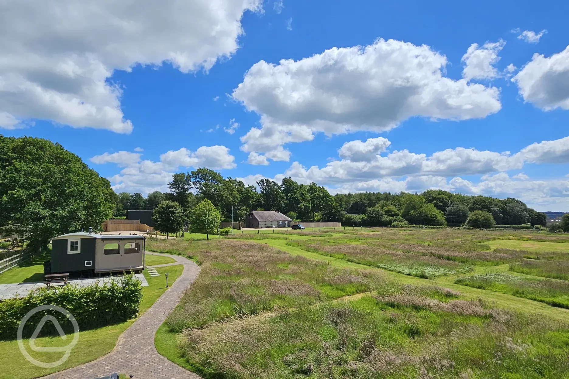 Shepherd's huts and the grass pitches