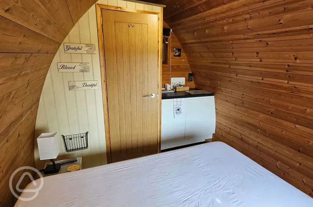 Hobbit glamping pod interior