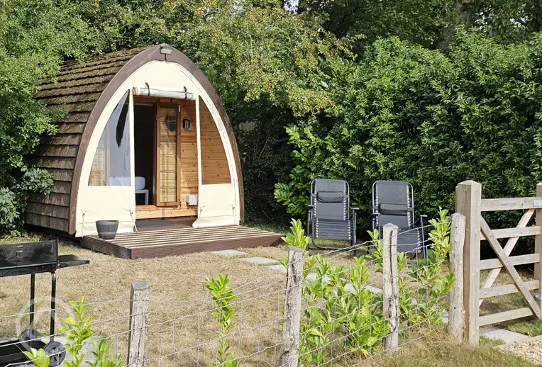 Hobbit glamping pod exterior 