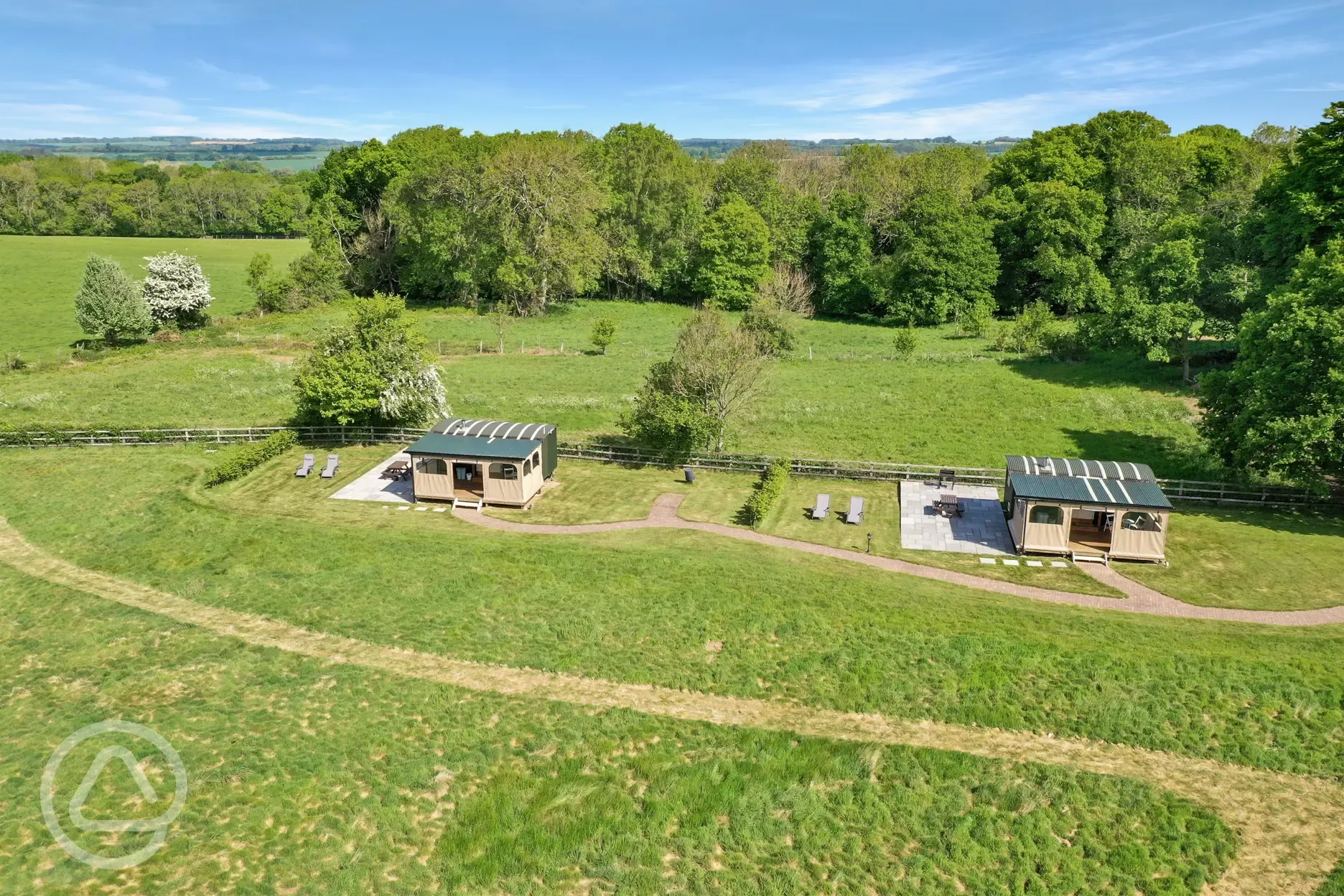 Aerial view of the shepherd's huts