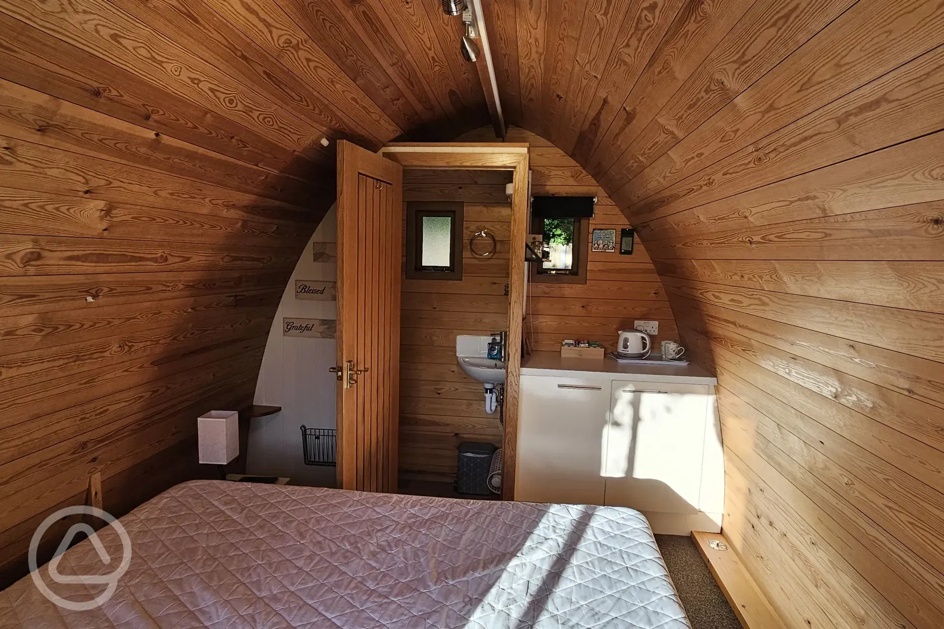 Snuggle Wood glamping pod interior 