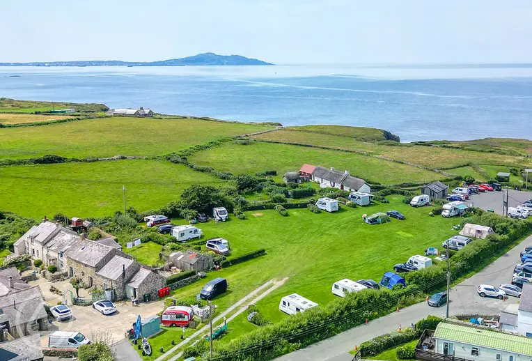 Church Bay Cottages Camping and Touring Site with sea views towards Holyhead