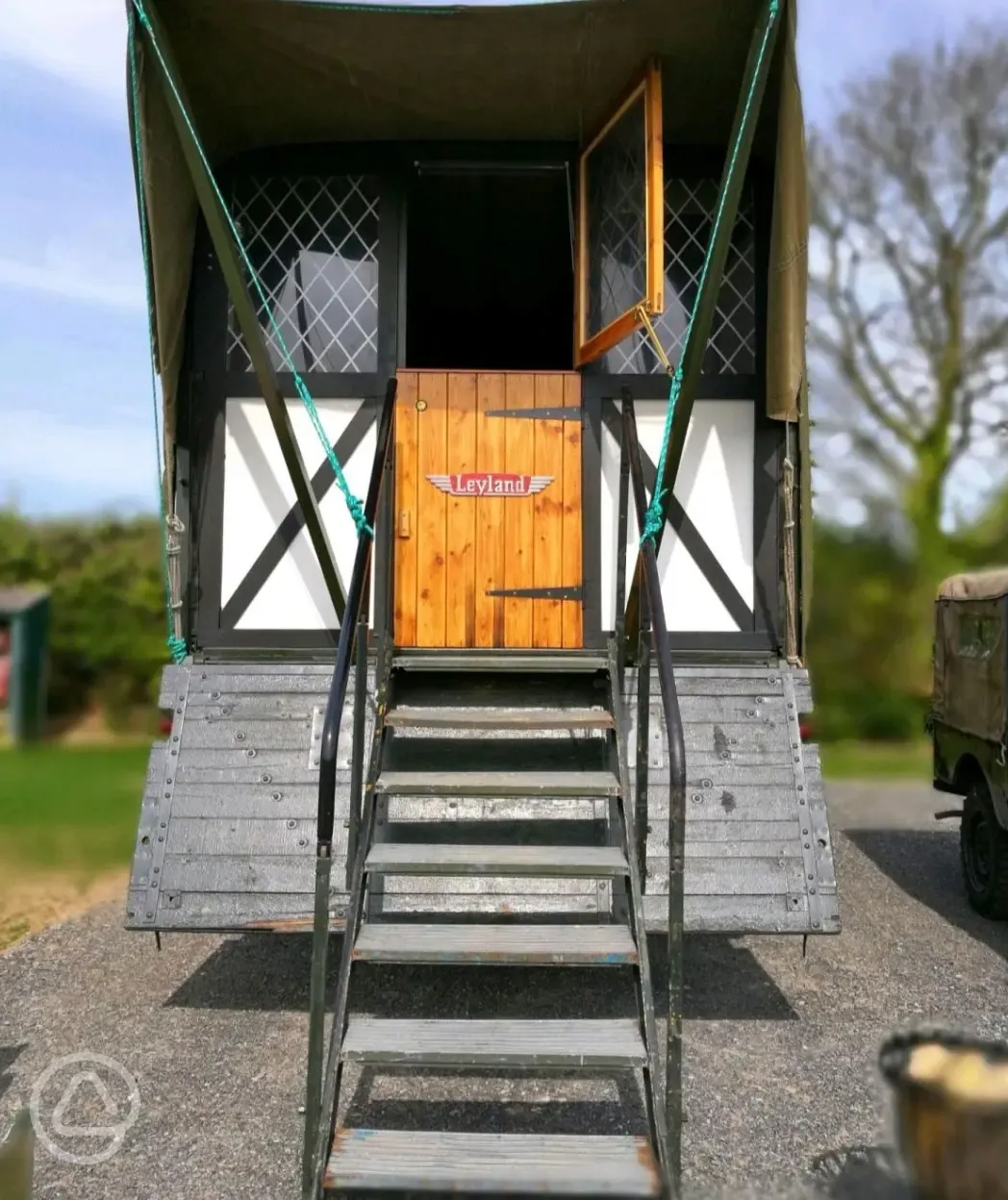 Glamping military truck